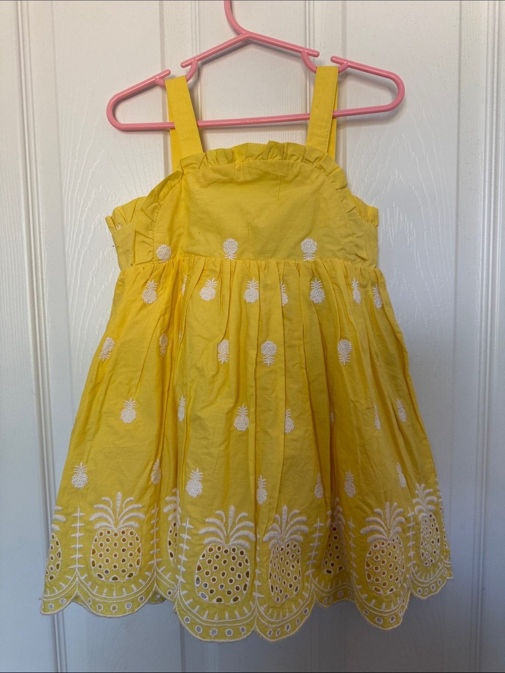Flapdoodles Yellow Pineapple Embroidered Sundress 3T